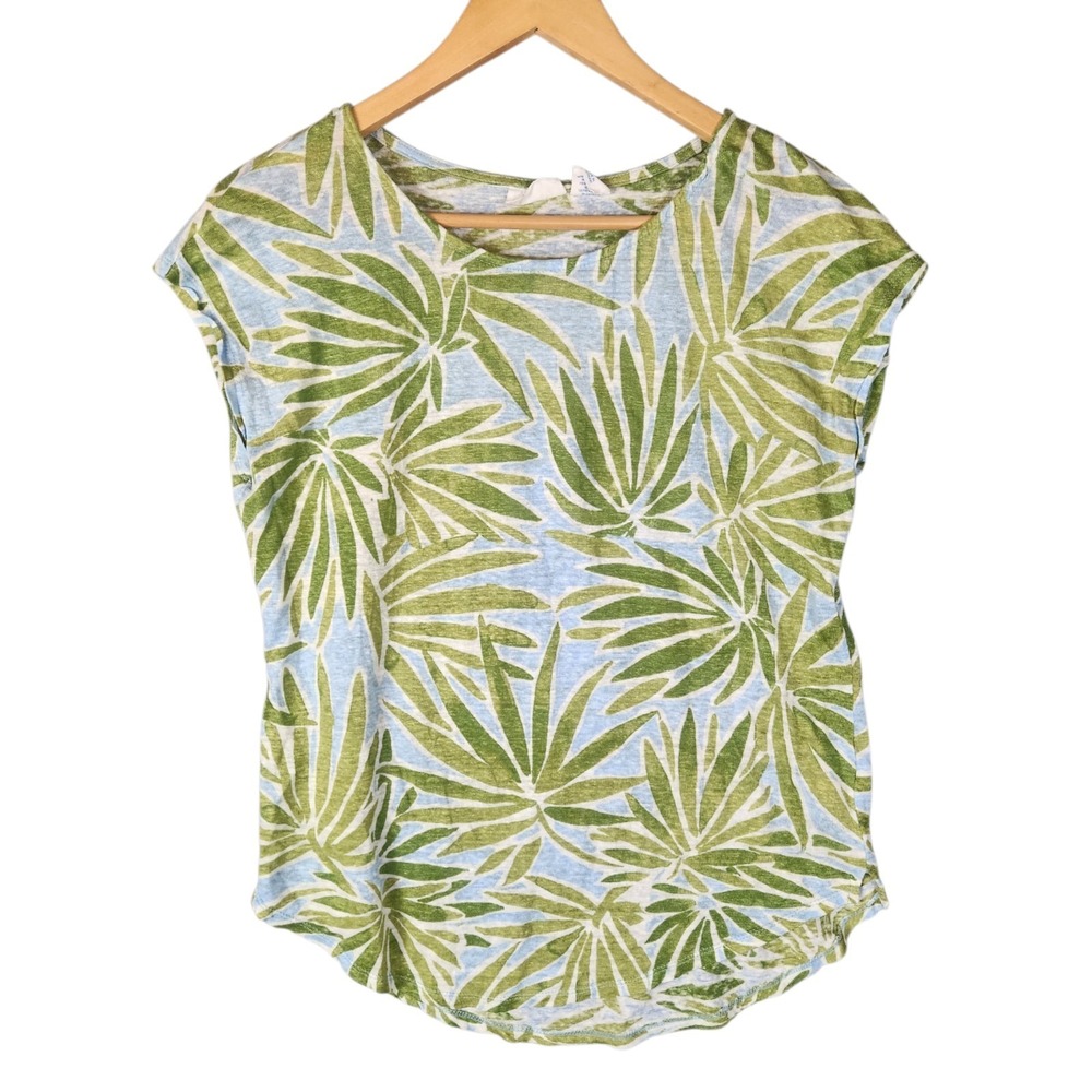 Rachel Zoe Lot Of 3 100% Linen Tropical Leaf Print Tops Size M-L Multicolor - Picture 2 of 16